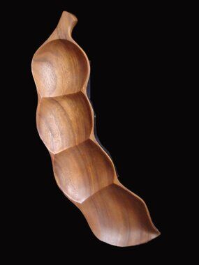 Vintage Large Wooden 4 Pod Snack Tray